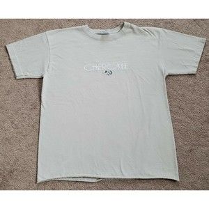 VTG CHEROKEE T-Shirt USA Made Embroidered Logo Cut-off Bottom Beige Women's Sz S